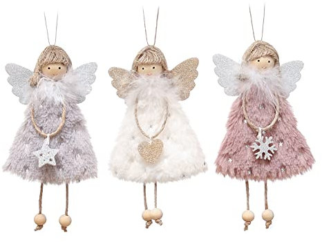 Weihnachtsengel Weihnachtsanhänger, 3 Stück Weihnachtsbaumschmuck Engel Figuren Weihnachten Baumschmuck Hängende Puppen Weihnachtsdeko Puppen Christbaumschmuck für Weihnachtsbaum