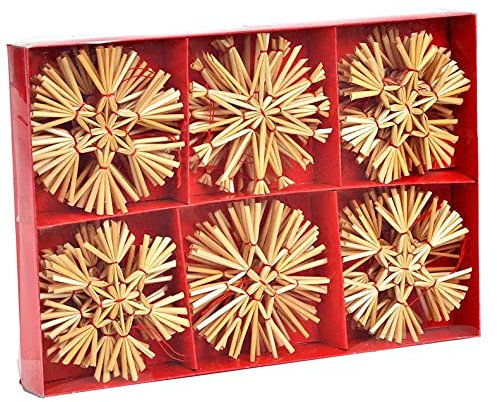 Strohsterne Christbaumschmuck für Weihnachten | Weihnachtsbaumanhänger aus Stroh | Anhänger (Set Sterne 30 STK 8cm)