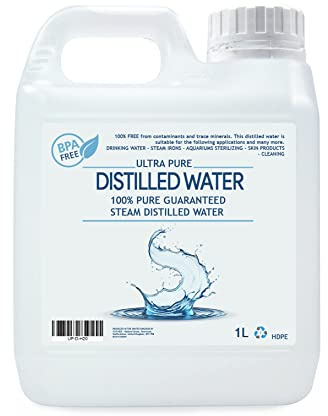 Premium Distilled Water 1L - 100% pure of all contaminates (2 x 1L bottles)