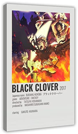 FISH DRAGATE Black Clover Poster 10 Leinwand Poster Schlafzimmer Dekor Sport Landschaft Büro Zimmer Dekor Geschenkrahmen Stil 60 x 90 cm