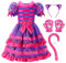 ReliBeauty Costume Gatto Lilla Bambina Ragazza Vestito Carnevale Gatto con Accessori Halloween(130 cm)