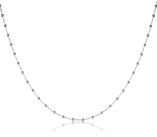 namana 925 Sterling Silber Kette Halskette für Damen, Silber Perlen-Halsketten für Frauen und Teenager-Mädchen, süße Kugel-Halsketten mit kleinen Silberperlen, Silberkette für Sie