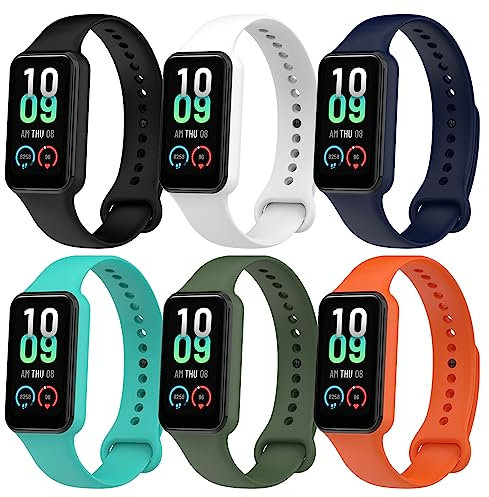 BDIG 6PCS Correa Compatible para amazfit band 7 correa, Pulsera Silicona Reloj de Recambio Brazalete Coloridos Correas para Amazfit Band 7