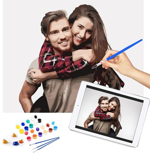 Eigenes Bild Personalisiert Foto Malen nach Zahlen für Erwachsene und Kinder, Malen-nach-Zahlen-Set Geschenke Kits für Mama, auf Leinwand mit Pinseln, 40 x 50 cm Mit Rahmen