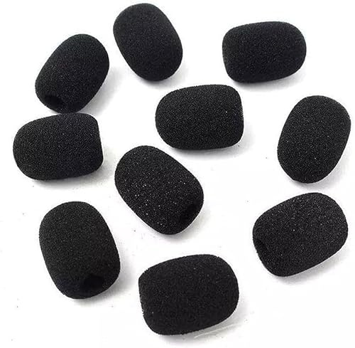 10Pcs Black Microphone Protector, 10 Rooms, Replacement Foam Cover for Telephone Helmet, Windshield, Sponge for Meeting, Anti-Winding Screens and Anti-Pop Filters