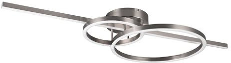 Trio Leuchten LED Deckenleuchte Montilla 643010307, Metall Nickel matt, Acryl, inkl. 54 Watt LED, Fernbedienung