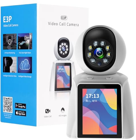 OKYUK Überwachungskamera Innen, 3MP Zwei Wege Video Innenkamera mit 2.8 Zoll Bildschirm, 2K Kamera Überwachung Aussen, 360 Grad WLAN Kamera, Kinder/Ältere/Hund/Haustierkamera mit Im-Cam-App
