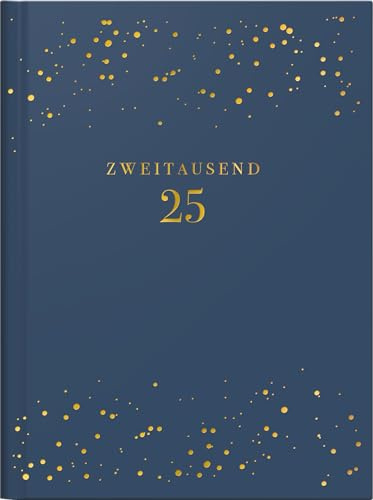 rido/idé Taschenkalender Young Line Mini (2025) „Starry Night“, 2 Seiten = 1 Woche, A6, 160 Seiten, Kunstleder-Einband, dunkelblau