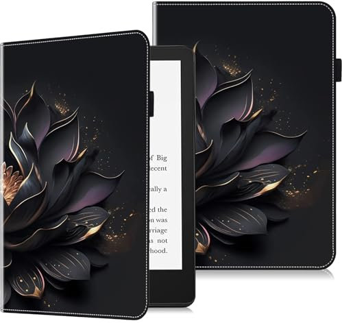 GLANDOTU Étui pour Kindle Paperwhite 6,8 Pouces 2024/2023/2021 (11ème génération) Étui avec Porte-Stylo Étui de Protection à Rabat en Cuir pour Kindle Paperwhite Étui - Lotus Violet