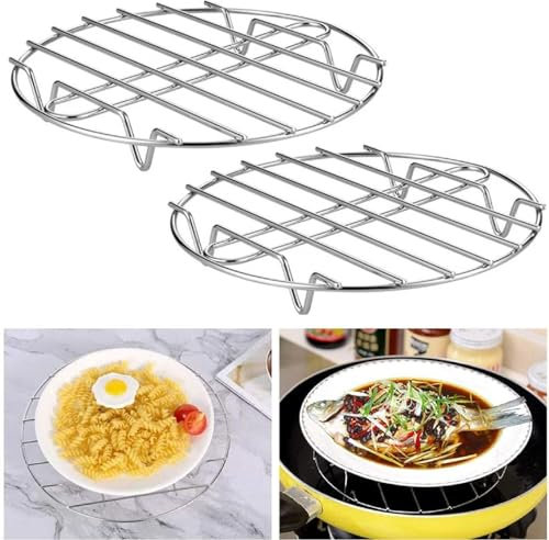 Rejilla de Enfriamiento Redonda,Rejilla para Enfriar Pasteles de Acero Inoxidable,Rejilla Enfriadora Repostería 2PC Rejilla de Enfriamiento para Tartas para Hornear Enfriar al Vapor