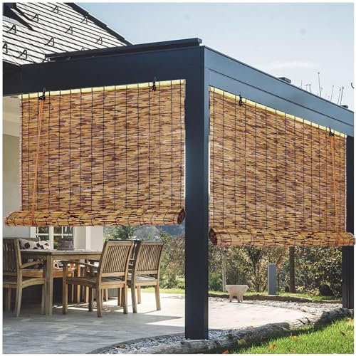 Outdoor Bambusrollo 50cm 60cm 80cm 90cm 100cm 120cm 165cm Breit, Wetterfest Sonnenschutz Bambus-Rollos Für Tür/Fenster, ﻿ Rollo Bambus Raffrollo Sichtschutz Jalousien, Anpassbar (Size : 140x100cm)