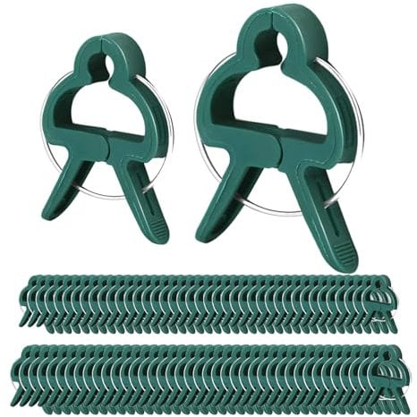 NCOALE 80PCS Plant Support Clips, Adjustable Tomato Plant Support Garden Clips for Outdoor Support Vine Tomatoes Cucumbers Climbing Plants (2 Sizes)