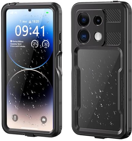 IMEIKONST Impermeable IP68 Funda para Redmi Note 13 Pro 5G, Carcasa Antigolpes con Protección de 360°, Agua Sumergible Acuatica Estanca Antipolvo para Redmi Note 13 Pro 5G. Negro FS
