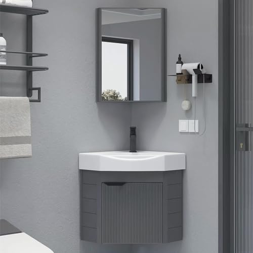Waschbecken Mit Unterschrank Hängend Spiegelschrank Bad Gäste Wc Waschbecken Mit Unterschrank Kleiner Eck-Badezimmerschrank Mit Schwimmendem Waschbecken, Wohnmobil-Waschtisch, Wandmontierte Schmale Wa