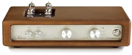 Amplificador Madera a válvulas HiFi | previo Phono para Tocadiscos, Bluetooth HD. Potencia Class-D | Xtonebox Silver 6011 | Made in Europe (Nogal)