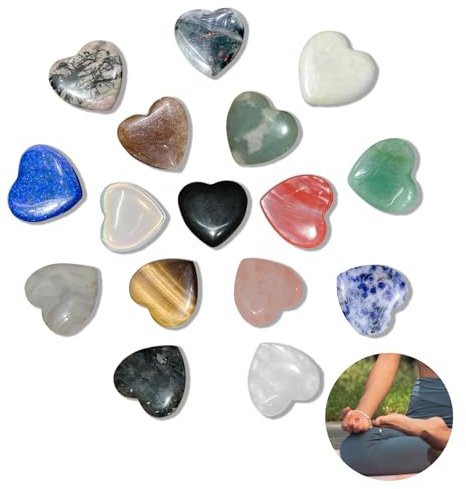 16 Stück 25mm Bunte Herz Stein, Kristalle Steine, Herz Kristall Edelsteine, Mineralien Heilsteine für Stressabbau, Meditation, Ausgleichendes Yoga, Heilende Geschenke