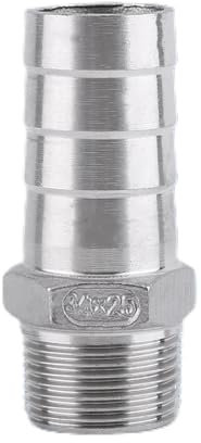 Adaptateur de Raccord de Tuyau à Filetage Mâle en Acier Inoxydable, Connecteur de Queue de Tuyau barbelé, Mâle en Acier Inoxydable (3/4''*25mm)