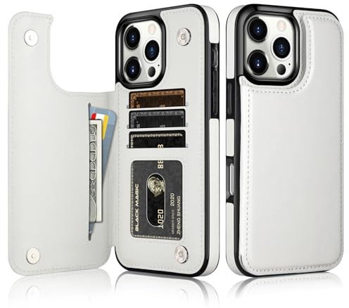Vofolen for iPhone 16 Pro Max Case Large Space Pocket Card Holder 16 Pro Max Wallet Case Folio PU Leather Flip Case Magnetic Closure Protective Case Cover for iPhone 16 Pro Max Phone Cases - White