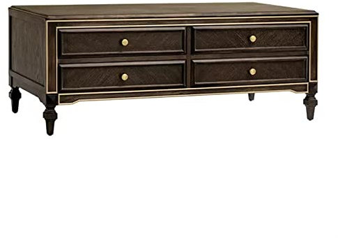 YQINQIN83B Couchtisch Rechteckiger Couchtisch, 50 Zoll Luxus-Holz-Couchtisch mit 4 Schubladen, moderner Wohnzimmertisch, Dunkelbraun Beistelltisch