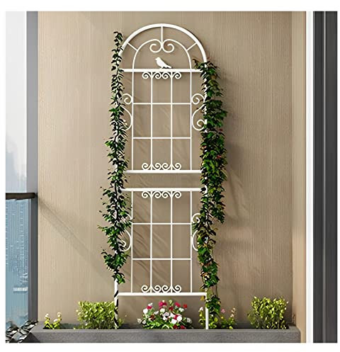 Weißes Garten-Rankgitter hoch – Pflanzenspalier aus Metall für Rosen-Clematis Kletterunterstützung – Gitterzaun Pflanzenstütze