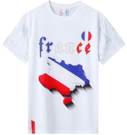 France Men's Short Sleeve Football Jersey Sports Training Soccer Kit Jersey T-Shirt France L