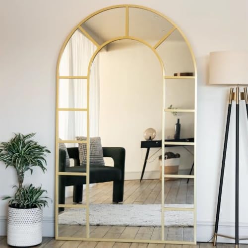 Jobu | Full Length Gold Metal Arched Window Mirror - 180cm x 105cm | Mio