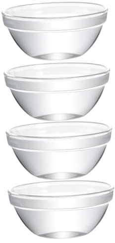 ELAYARD 4pièces Bols Verre Multi-fonctionnels Pour Desserts Pudding Et Gelée Ramequins Verre Pour Cuisine Pour Servir Glaces Salades Et Fruits