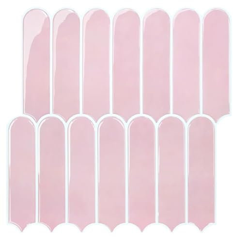 Commomy Upgrade Dickere Klebefliesen Küche Bad Rosa 3D Fliesenaufkleber Vinyl Metro Fliesen Selbstklebend Küchenrückwand Wandfliesen Selbstklebend(10 Stück, 30.5 x 30.5 cm)