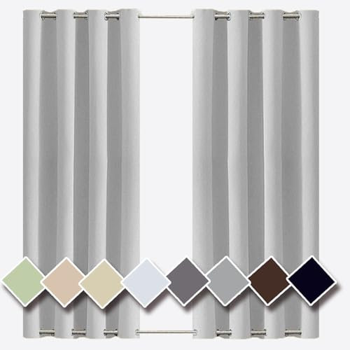 Sichtschutz Outdoor Vorhang wetterfest wasserdicht mit Ösen, Balkon Garten Terrasse Pavillon H200xB180cm (1er Pack) Hellgrau