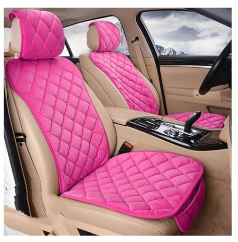 Autositzschoner Rosa Autositzbezug Für Damen Winter Warm Plüsch Fahrzeugsitzkissen Rutschfester Sitzschutz Universell Für SUV-Limousine Auto-Sitzbezug(Front Pink 2pcs)