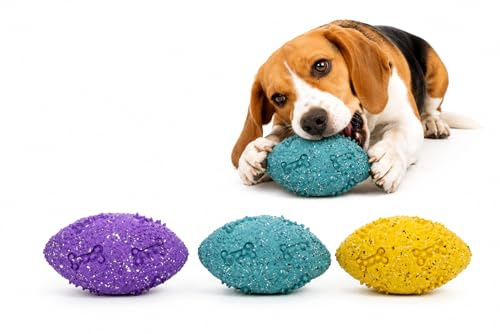 Flamingo Hundespielzeug – Freckles Rugbyball – Latex – mit Quietscher Größe M – 11,8 cm