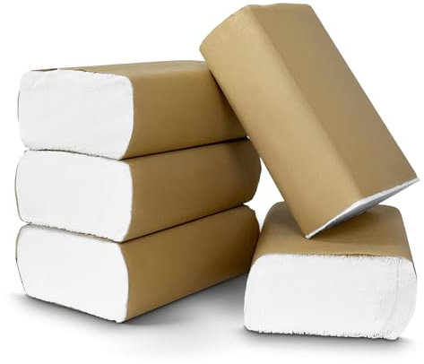 Lot de 1000 serviettes en papier essuie-mains 1 pli en Z compatibles avec distributeur, idéal pour cuisine, restauration, salle de bain, toilettes - Blanc - 210 x 210 cm