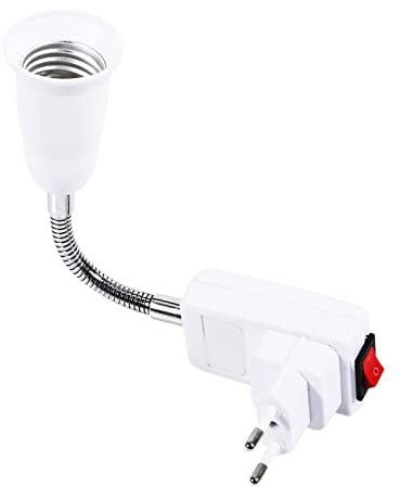 Ejoyous E27 Lampenfassung mit Schalter, Fassung E27 Flexibler Eu-Stecker Adapter Steckdose für Glühbirne Wandlampe Sockeladapter (EU-Stecker)