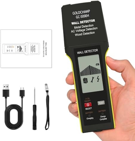 Leitungssuchgerät für Metall, Holz und Stromführende Wechselstromleitungen | Leitungssucher Wände, Ortungsgerät mit LCD-Display und Akustischem Alarm, Wand Stud Finder für Kabel, Bewehrungsstahl, Balken