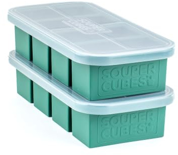 Souper Cubes 1 Cup Silicone Freezer Moulds For Food with Lids, Kale, 2-Pack | 100% Platinum-Cured Silicone Freezer Trays For Batch Cooking & Storing Soup Cubes, Sauce, Rice & More, Oven & Microwave Safe