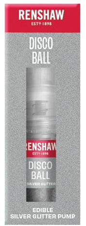 Renshaw Edible Glitter Pump, Disco Ball (Silver), 4 g (Pack of 1) | High Shine Silver Sparkle, Easy Pump Application, Ideal for Cakes & Drinks