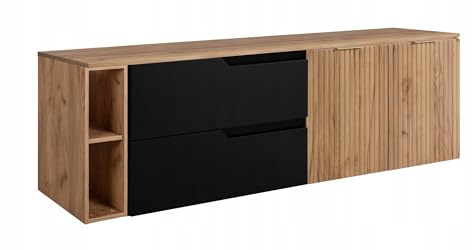 Rodan Moderne Möbel - Schrank Schwarz - Möbelstück - Bastelregal – Bastelplatte 160 x 57 x 46 cm