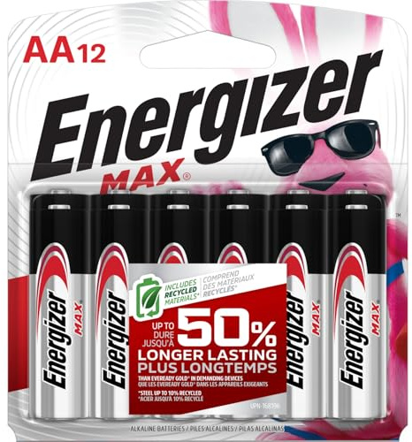 Energizer MAX AA Batteries, 12 Pack, Double A Alkaline Batteries