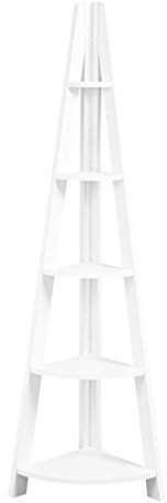 White Tiva Corner Ladder Shelving