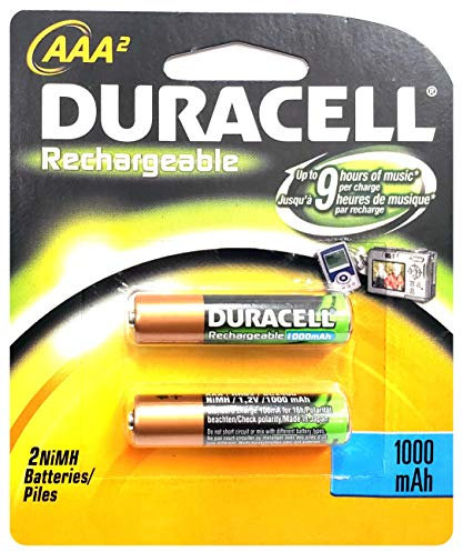 Duracell AAA2BCDRECARGBL - Pilas recargables, AAA, K2 LR03, 1000 mAh, pack de 2 pilas