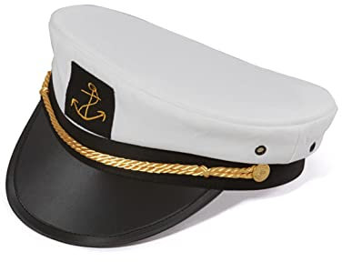 modAS Kapitänsmütze Matrosenmütze - Mütze Kapitän Matrosen Marine Hut Skipper Partyhut Damen Herren Größe 57