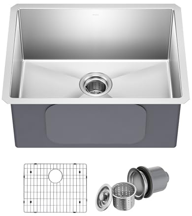 Kraus KHU101-23 Évier de cuisine encastrable une cuve en acier inoxydable jauge 16 58,42 cm