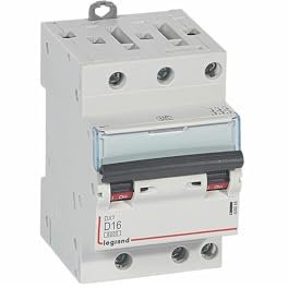 408068 Disjoncteur tripolaire 16A - 3P Courbe D - 6/10kA - À vis - Legrand DX3