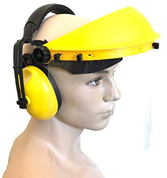 Ratioparts 006,698 - Cuffie protettive con visiera trasparente per circonferenza testa 52-63 cm, colore: Giallo