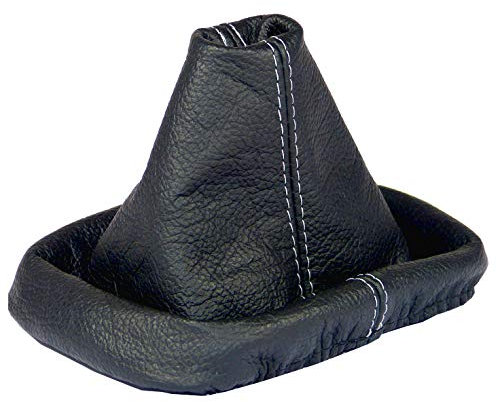 L & P Car Design L&P A0038 Schaltsack Schaltmanschette kompatibel mit VW Polo 9N 100% Echtleder Leder Schwarz Naht Grau