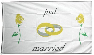 Flaggenfritze Fahne/Flagge Just Married Rosen + gratis Sticker