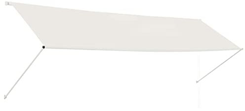 vidaXL Markise, Klemmmarkise Einziehbar, Sonnenschutz für Fenster Terrasse Balkon, Balkonmarkise Fallarmmarkise Fenstermarkise, 400×150cm Creme