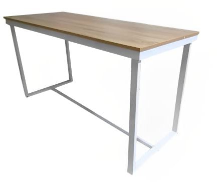 Meyvaser Mesa de Escritorio para Ordenador 140 Cm, para Oficina, Escritorio de Estudio, Dormitorio,Mesa Salon Comedor, Estructura de Acero Color Blanco 58x74x140 Cm