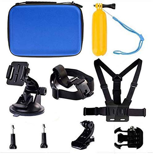 Navitech 8 in 1 Action Camera Accessory Combo Kit With Blue Case - Compatible With The YI 4K Action Camera