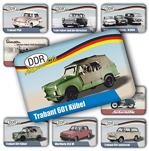 AV Andrea Verlag DDR Ostalgie Magnet, Kühlschrankmagnet mit Spruch für die Magnetwand oder Magnettafel der Fans für Ostprodukte Ost Produkte und Ostalgiker (DDR Magnet: - Trabant 601 Kübel -)